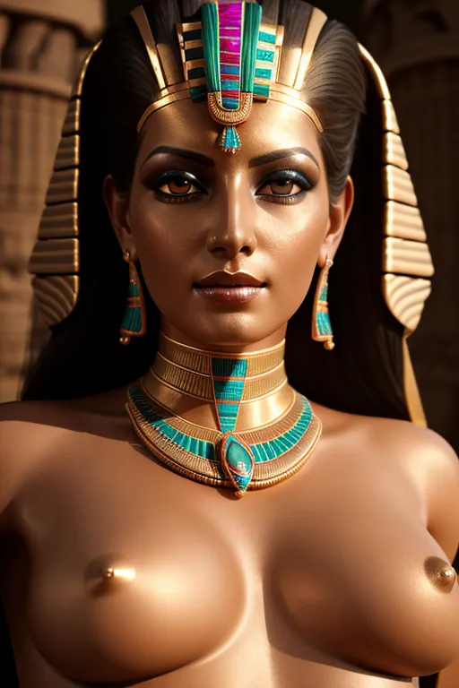 Hyper detail of A sexy mummy, slut, deep eyes, 8k, beautifuly ordained jewellery, ultra HD 8k ,ancient egyptian back ground, volumetric lighting, 8k resolution, full body