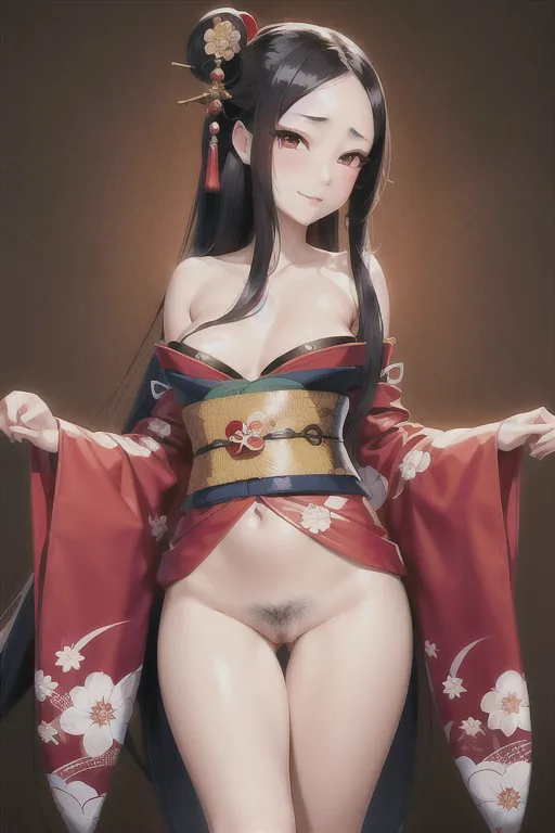 japanese,geisha, 1860,long hair,pubic hair, shy,sexy,cute,gorgeous,amorous,intricately detailed,uhd, 8K, digital photo