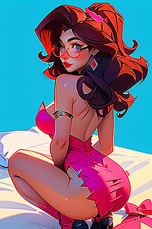 Very beautiful, goddess like, nsfw, christian, traditional, conservative, houswife, mom, woman, cute, sexy eyes, seducing me, long curly brown hair, dark eyebrows, blue eyes, thick frame glasses, cute concave nose, soft cheeks, full lips, red lipstick, strong narrow chin, wearing a very conservative dress, wearing pink cotton stockings, flashing me her naked butt, curvy figure, cute breasts, soft body, thicc butt, aroused pussy, submitting, bending down forward, flashing her butt and pussy, spreading her ass, pussy aroused, sexy brown anus, on the bed, prepping for vaginal penitration, bedroom, ((high definition)), ((4k quality)), (excellent lighting), (great shading), pristine detail, (very clear picture), ((beautiful vibrant colors)), (accurate at lower prompt guidence), ultra realistic, (((five fingers per hand))).
