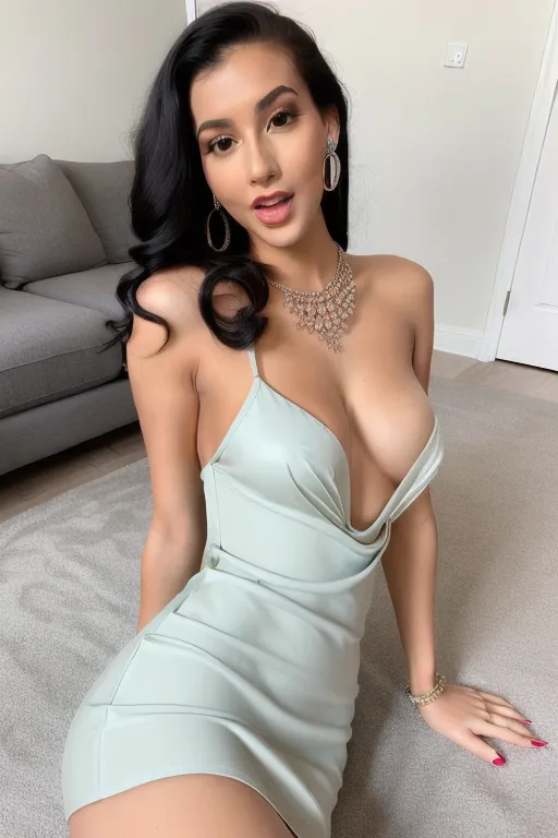 Gorgeous young woman, beautiful face, eager to have sex with me, necklace, earrings, sexually aroused, sexually excited, (taking clothes off)((wearing a minidress))(((pulling minidress off)))((((removing minidress)))), ((expression of intense sexual desire))((looking at me)), (((flirting seductively with me))),best quality, trimmed pubic hair, diamond navel piercing, sexually provocative pose, elegant living room decor