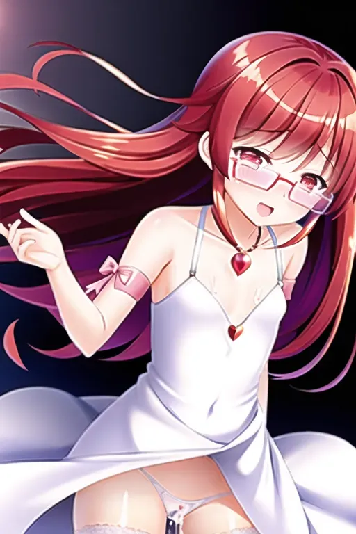 rape, princess, redhead, semen in vagina, flat chest, crying, dress, 1 girl, 1 futa, glasses, high resolution