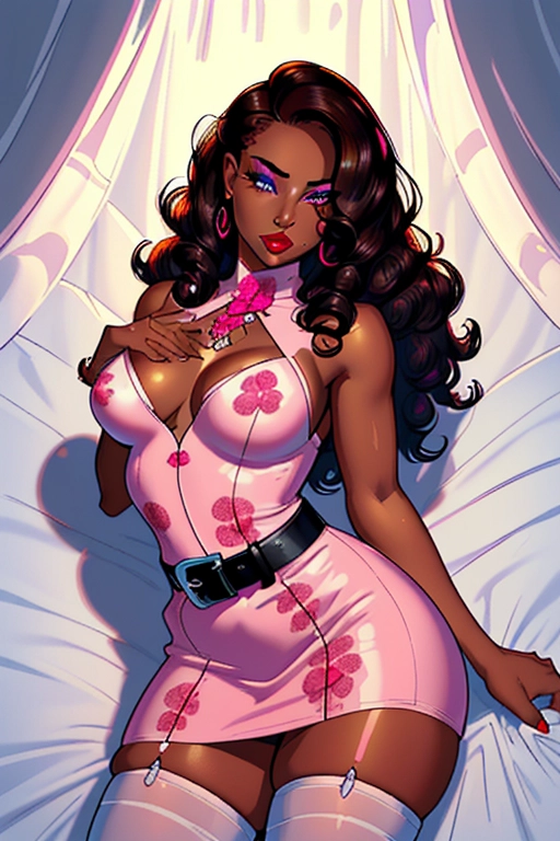 1970s, Full body, hardcore, Very beautiful, baptist christian, milf, traditional, conservative, houswife, preachers wife, prefers white men, cute, sexy eyes, seducing me, black female, dark ebony skin, dark skin tone, African-American, short straight dark hair curled ends, dark trimmed eyebrows, brown eyes, thick eylashes, cute concave nose, wide nostrils, soft cheeks, full lips, red lipstick, strong narrow chin, wearing pink floral gogo dress, white belt,
, white stockings, pulling up on the bottom of her skirt, flashing me her naked butt, thin hourglass figure, cute c-cup breasts, thin body, thicc ass, aroused clit, aroused pussy, bushie pubic hair, bush, submitting, flashing her butt and pussy at me, spreading her ass cheeks, pussy aroused, sexy brown throbbing anus, on my fluffy bed, bed linens and sheets, pillows, prepping for vaginal penitration, my bedroom, ((high definition)), ((4k quality)), ((excellent lighting)), ((great shading)), ((pristine detail)), ((very clear picture)), ((beautiful vibrant colors)), ((accurate at lower prompt guidence)), ((ultra realistic)), (((five fingers per hand))), (((two arms))), (((two legs))), (((detailed hi-res eyes))), (((highly detailed irises)))