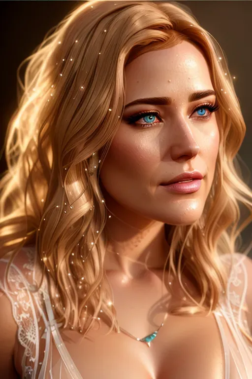 a concept photo of, Elisabeth Lail, dressed in lacy white lingerie, lingerie is see-through showing her nipples and pussy lips, hair worn up, on a beautiful ranch, realistic eyes, small pupils, curved eyebrows, textured skin, flawless face, cgsociety, unreal engine, highly detailed, artstation, deviantart, sharp image, centered, volumetric lighting, hyper-realistic, back lighting, studio lighting,