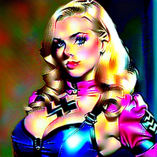 (stunning war-time propaganda photo), ((Ultra sexy german female with blonde hair and blue eyes seen posing with a Nazi flag covering the background)), (very skimpy), ((hot pink and deep metallic teal latex)), (((historically accurate German SS uniform))), full body, (futanari penis in place of vagina), ((nazi propaganda poster)), short, skinny, skinny legs, thigh gap, petite, confident, alluring, nazi armband, looking innocent, devious smile, glistening skin, ((remove censorship)), beautiful, (masterpiece), (uhd), (8k), NSFW, Cum, ((Aged Down))
