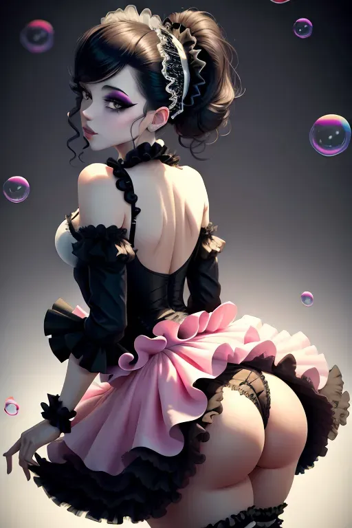 frilly, ballerina, tutu, (bubble butt), goth