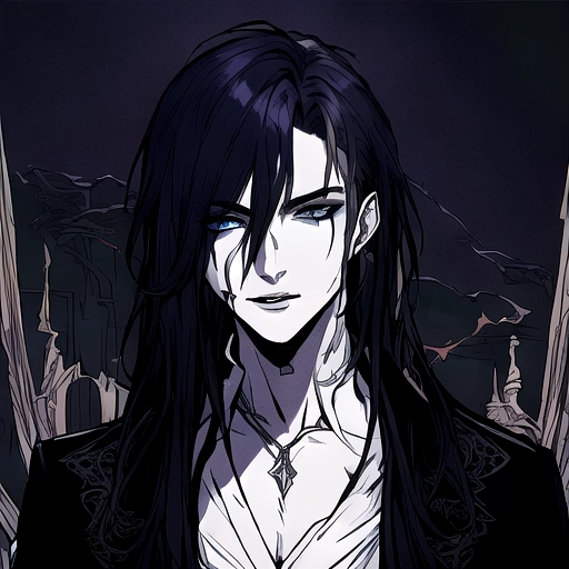 (masterpiece:1.2), (best quality), (ultra detailed), (8k, 4k, intricate),(highly detailed:1.2),(detailed face:1.2), (detailed background),detailed landscape ,solo male, icy cold blue eyes , teenage vampire, neat short out of face side parted , school white dress shirt collar popped up, hairstyle, jet black hair color, no facial hair, background paint spots creative ,masterpiece, digital art masterpiece, colorful, paint splashs in background , twilight vampire, handsome, hot, seductive, flirty, blood on mouth, anime digital art masterpiece