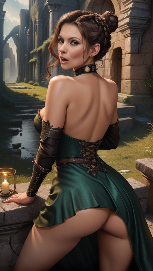 MyAnna Buring like Tissaia in the the witcher tv series, ((she is lying on some pillows spreading her legs to show ass and pussy in front of a magic portal in some medieval ruins and myst)), (she wearing a long darkbluegreen1870s dress with a high collar), ((magic portal and flames in background)), ((angry orgasmic o-face mouth open facial expression)), ((View form behind)), ((her dress dont cover her pussy and tits and ass)), ((braided bun)), ((brown short hair)), ((short hair)), (((naked tits and Pussy))), sparkling eyes, broad face, (looking at viewer), ((accurate face)), extra detail, detailed background, dynamic lighting, high contrast light, afterglow, epic cinematic front lights, ((insanely high detailed finish on everything)), intricate artwork, ray tracing, well lit, God rays, high detail, sharp focus, complex concept art,digital painting, 32k,best quality,HDR,UHD,RAW,best quality, fantasy illustration,high contrast,key visual, ((five detailed finger per hand))
she is very slim with thin waist, thin hips, thin thighs, medium sized breast, small ass, well-lit body, perfekt pussy, hyper-maximalist, intricate beautiful hair,hyper-realistic cute confident stunningly beautiful gorgeous nubile attractive high-class rich spoiled posh woman, slim erotic feminine body, skinny,
<lora:orgasming_face:1>