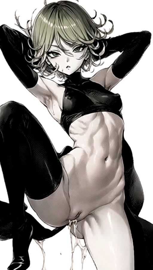 (((Full color image of Skinny Tatsumaki from Onepunch-man naked floating midair with wind blowing strongly))) (((chibi proportions))) (((perfectly flat stomach and chest))), no panties, no underwear, (((shaved pussy with fat shiny wet labia))) (((shiny skin))) (((high definition skin))) (((highest quality hair))) (((no tattoos))) (((short green hair and green eyes))) (((upturned nipples))) (((orgasm face))) (((more highlights))) (((more vibrant colors))) (((highly oiled skin))) (((thin and toned stomach))) (((legs spread pussy))) (((gangbang:1))) (((cum drenched:1)))