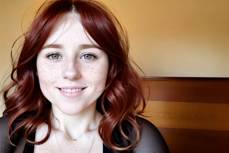 french, 30 years old , plump, red cheeks, ginger, long hair, freckles, luscious lips , solo , young woman , natural , warming smile , imperfect skin , planturous , big cheeks, mature , sensual lips, thick tights , slightly chubby, sensual gaze,White teeth, serious