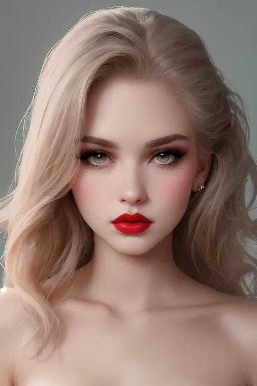 Dopamine Girl Female Full Lips Red Lips Pouty Lips Serious Face Pretty Face Perfect 9765