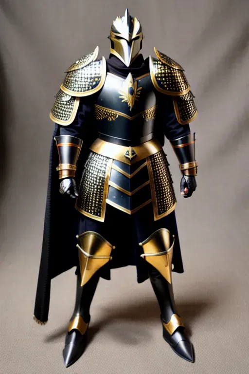 intricate highly detailed medieval black thunderbird armor with gold accents