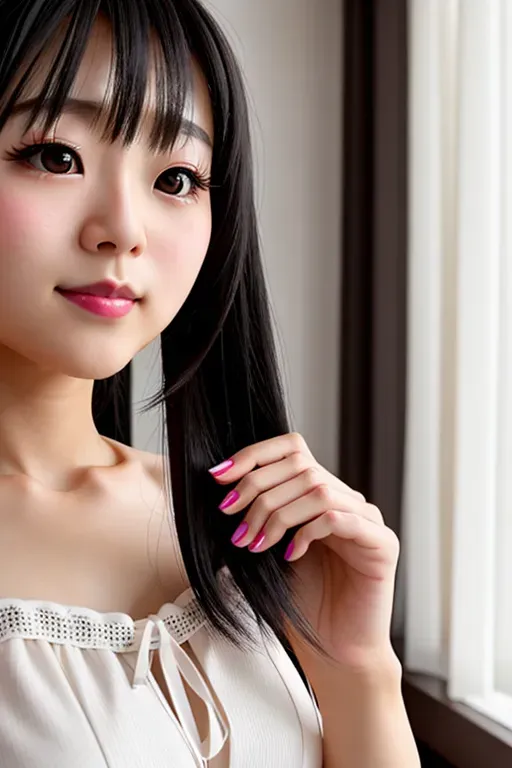 Japanese, cute, young, sweet, small, feminine, black hair, 1 girl ,petite, selfie, Realistic, HDR, 8K resolution,