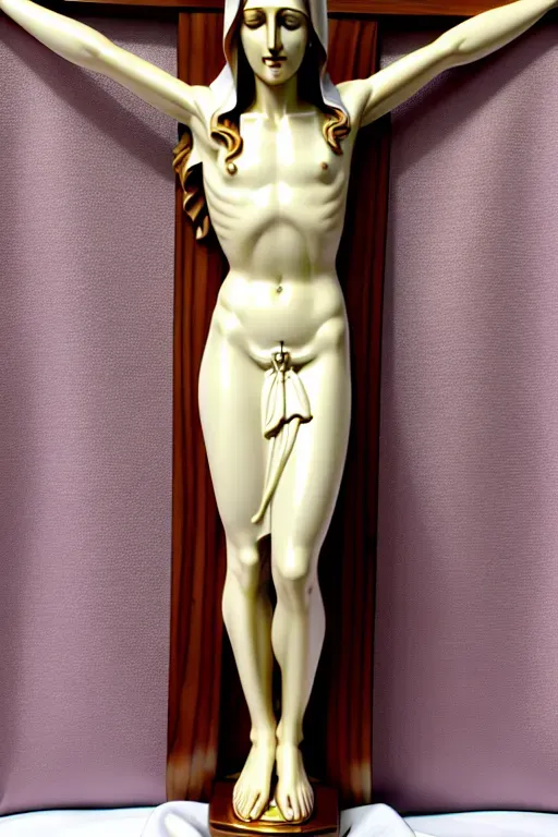 naked virgin mary, crucifix dildo, mastuebating, Caucasian, orgasm