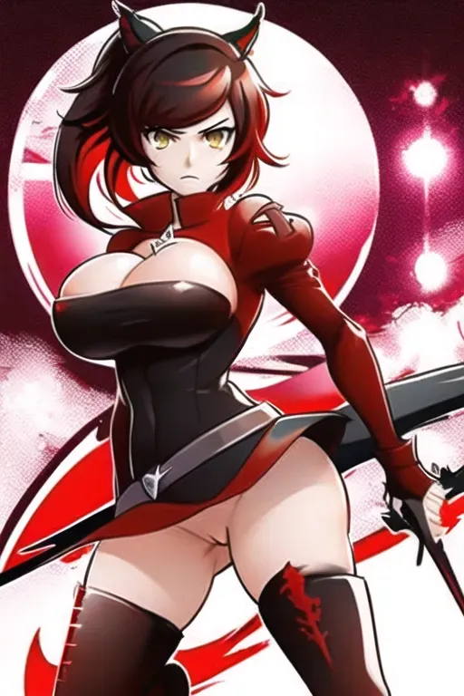 rwby, ruby rose, huge breasts, full frontal, naked, paizuri
