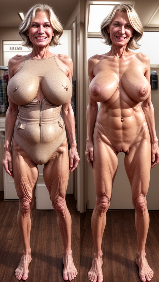 <lora:dpmg_add_detail:1.18> skinny caucasian granny, happy, smiling, 60 years old, extreme wasp waist, old wrinkled body, cameltoe, urinating standing up, onoff, store background, vibrating egg hidden in pussy, split screen, small tits, saggy old woman breasts <lora:onoff:1> , masterpiece 8k, UHD, HDR, ray tracing, full body, realistic face, colorized, disheveled ash-colored hair with blonde highlights, hair cut into medium length, dark background, hairy pussy, agging and thin breasts, prominent belly, prominent dark nipples, pubic hair,