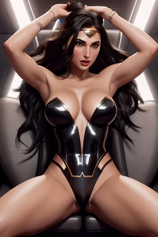 a digital painting of,gal gadot,nude,doing sexy pose,indoor,natural breasts,five fingers per hand,fishtail hair,beautiful face,beautiful lips,detailed large eyes,curved eyebrows,erotic,tattoo,studio lighting,smooth,8k,bokeh,cgsociety
