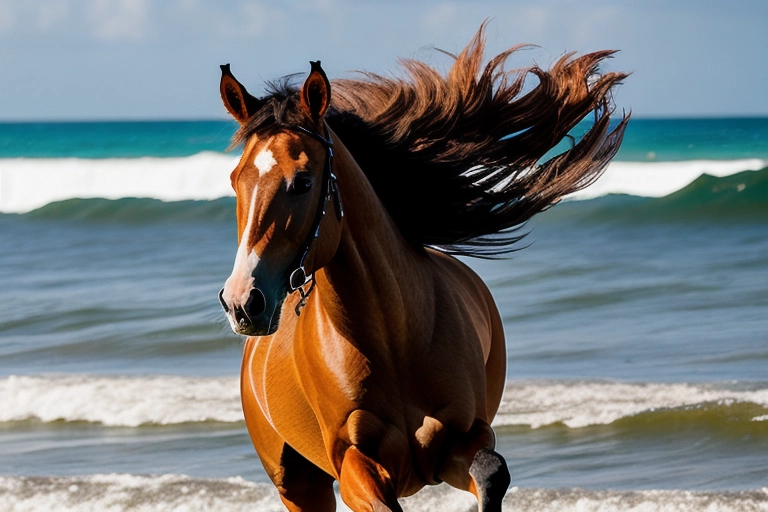 dark skion, ukraine woman, riding a horse on the beach, at he ocean, nude, nude in nature, horseback riding, full messy blond hair flying in the wind, light blond hair