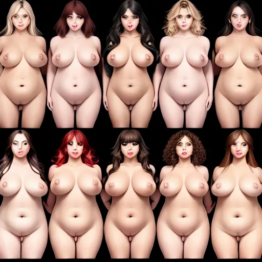 Digital Art, on one side 40 women, all of them very fat, on the other Side one large penis