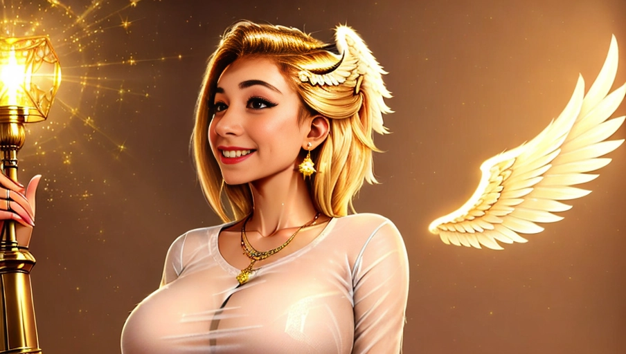 ((a 64k high detailed photo of Female)),
HDR, Professional, ((has clothes))) ((Has Attire)) Godly Ultra Detailed Best Quality Most Detailed ((Angel Wings)) Angelic Lighting Love Hope Magic casting Crown Smiling Queen happy Glory Warrior Angels Angelics Positivity Happiness ecstasy enraptured sweaty saving God Royalty Morality Goodness True Good Power Force Authority Ethical Saviour Halo short Hair Always and Forever Sentimental in heat hot ultra hot best best lighting tantric Neutral Brilliant Logical Compassionate Perfect Perfection Exciting Integrity Winged Courage Purity Harmony Beauty mark on upper lip ((Female)) Ethereal Lighting Celestial Lighting (((With Clothes))) ((With God Item)) ((God Tech)) with items of power God Wings ((Afterlife Light)) (Perfect Tits) (Perfect Ass) (Love Worship) ((Happy Expression)) ((smiling))