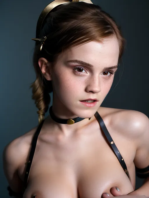 photo, 16k, masterpiece, (((emma watson))), blonde hair, naked, (look of submission on her face:1.2), (wearing a thick heavy leather slave collar:1.2), small amount of cum coming out from her opened mouth, wearing her elegant gold princess crown, close-up of breasts,(((huge boobs))), (((huge breast))), detailed face, detailed eyes, detailed breasts, detailed nipples, skin pores, in a private club, small women, kinky,chains,black leather straps, bondage,sex slave, sex dungeon, horny,delicate face ,neon red background, professional photograph,freak,hairy blonde pussy, innocent, sweer,cute,baddie,slut,whore,confident,dragon horns,sharp teeth, pigtails,flawless,oiled up body,bowsette,bowser,back leather straps,obedient, glitter,spectical,evil,perfect,goddess, cute,sweet,sticker, kawaii, sassy, light blue eyes, lustful,short women,small women, short blonde hair, bitch, bitchy cute,super cute,small body, innocent, devious, women, dommy mommy ,makup ,long eyelashes ,red lips,sexy,seductive, sharp focus, professional photograph, studio lighting, photoshoot,delicate face, big lips, sex symbol abstract art,abstract
