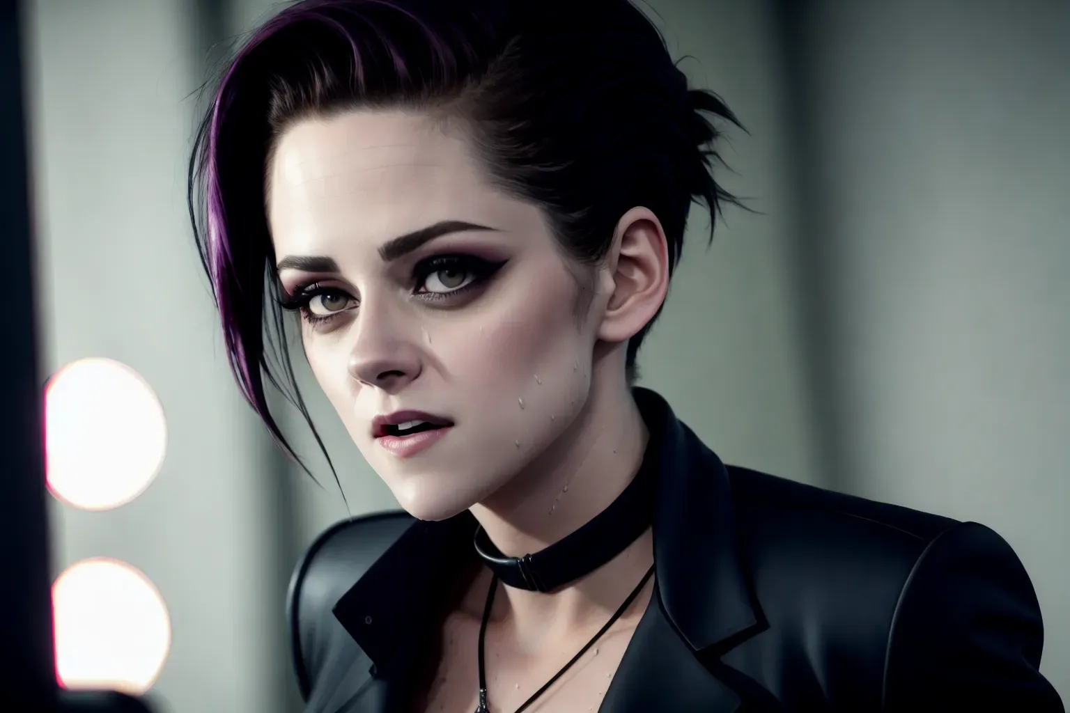 a concept art of, Kristen Stewart, (extremely crazy evil gri... - AI ...