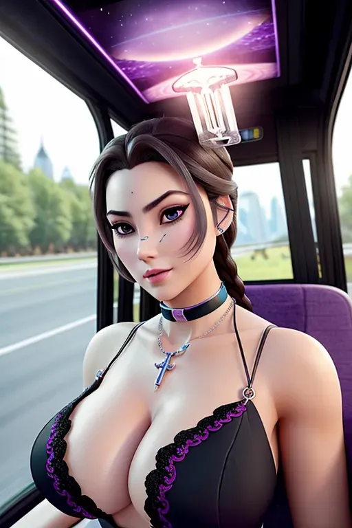 a digital art of,elsa,wearing priest clothes,kneeing,in the bus,big breasts,five fingers per hand,undercut hair,beautiful face,beautiful lips,black eyes,curved eyebrows,curved eyelid,smooth skin,wearing necklace,sharp focus,cgsociety,professional,surreal,highly detailed