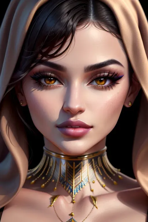 Dopamine Girl Masterpiece High Quality Digital Art Face Close Up Shot Kylie Jenner 