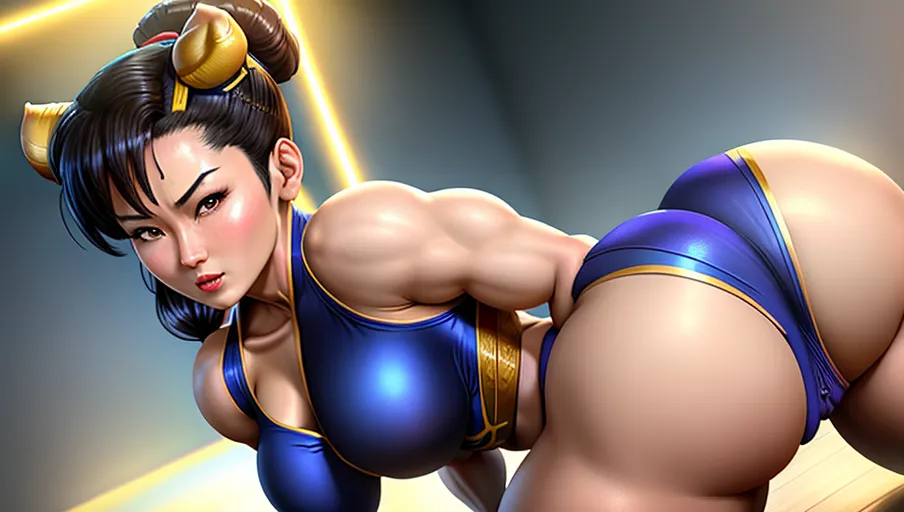 chun li bending over and showing her butt, fully body visible
