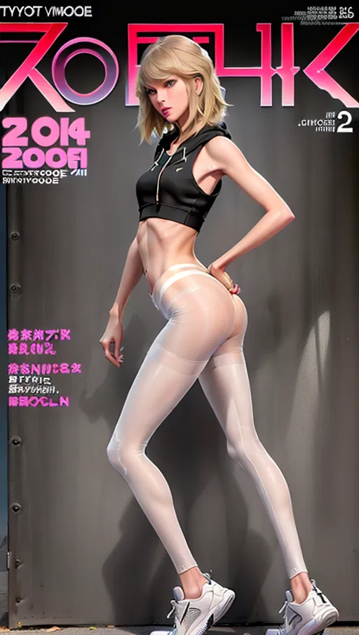 ((full-length realistic photograph from below)) Insanely detailed and intricate
((((front view)))) digital photo of
leggy, anorexic, ((very skinny)) ((flat-chested))((long slender legs))blonde hair with bangs ((year 2014)) (((extremely detailed face
taylor swift))) looking into camera
(((wearing midriff sleeveless hoody and transparent white pantyhose and sneakers)))(pantsu)
(((bottomless)))
on the streetsa digital photo of, anorexic skinny taylor swift,long skinny legs,full body with legs pose,(((booty and shoe magazine cover))),five fingers per hand,medium hair,charming face,beautiful lips,black eyes,curved eyebrows,curved eyelid,textured skin,joyful,unreal engine,editorial,cinematic lighting,8k,professional