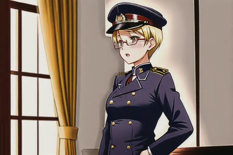 first time sex in WW1 uniform scared face with glasses and blond short hair small boobs young