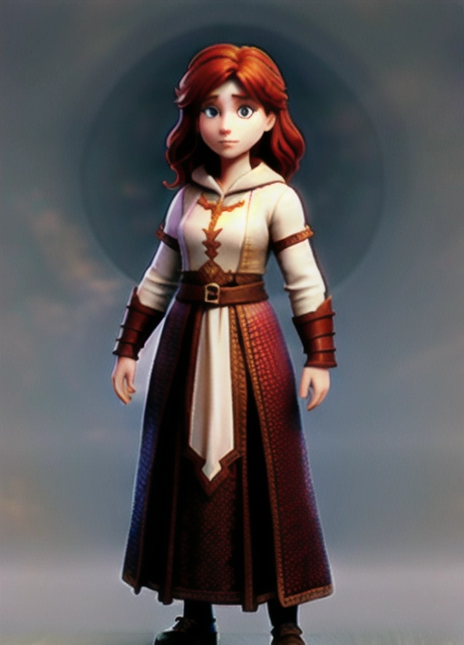 Bryce Dallas Howard Dungeons and Dragons Cleric, full color character sketch, whole body against plain white background