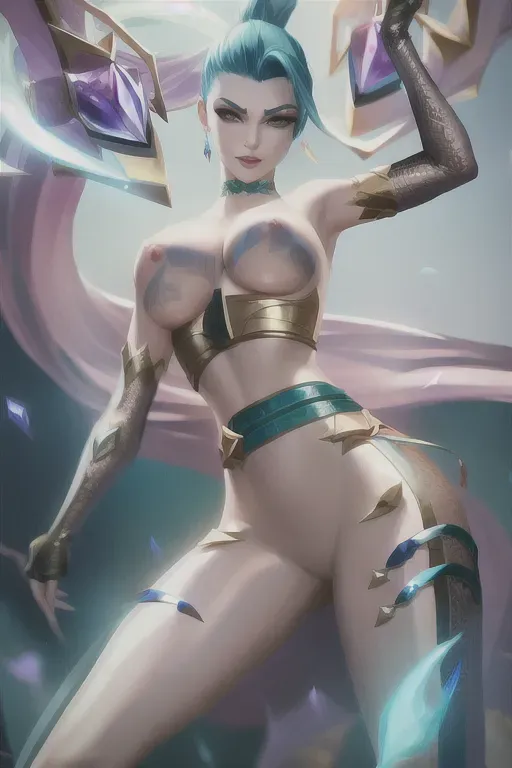 Kaisa league of legends, dancing, topless, nipples