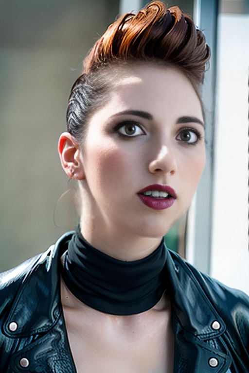 female, <lora:PN7xrGpnVMg_Caitlin:0.9>, (Hypnotized), (photo realistic:1.37), (magazine photoshoot), glistening skin, fair skin, pale skin, (detailed skin texture, goosebumps), (((auburn pompadour hair))), ((perfect lips)), (((perfect teeth))),
(in Night City), ((wearing clear trench coat)), (big open mouth), ((Cyberpunk 2077 facial makeup, facial circuitry)), (((cybernetics))), <lora:hug_and_suck:0.5>, ((side blowjob)), ((realistic blowjob)),
realistic colors,
natural lighting,
(best quality), <lora:dpmg_add_detail:0.3>, beautiful,(high resolution), (((masterpiece))), (uhd), (8k),