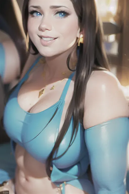 inspiration foto, brunette, bright blue eyes, nsfw, absurd res, gbf, almeida, 1girl, solo focus, a bit chubby waist, (abs:0.8), party, sitting, fingering, pussy,