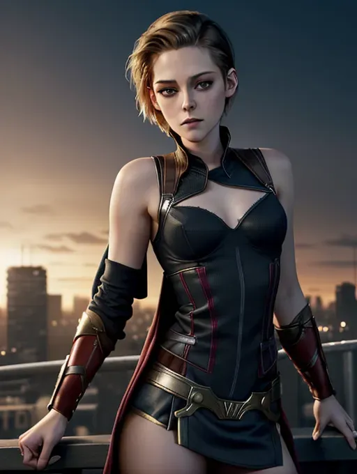 realistic 8k HD photograph, (((Natlie Dormer)))((((Kristen Stewart)))),(((as a superhero)))(((floating over a city))),((smirking))(((undressing)))(((wearing a legless sleeveless Asgardian costume))),((very sexy pose)),(((perky breasts))),(((very slender athletic body))),(((very short pixie cut hair)))((undercut)), five slender fingers, beautiful face, beautiful lips,detailed large eyes,curved eyebrows,cgsociety,cinematic lighting,studio lighting,professional,editorial