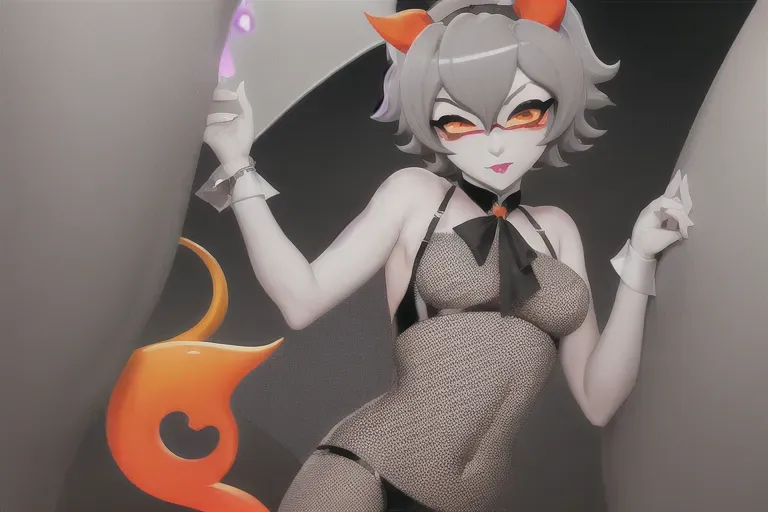 ((femboy)), (((homestuck))), lingerie, ((grey skin)), orange horns, solo, 1boy, sperm, (penis), fishnets, masterpiece, trending on artstation, best quality, NSFW
