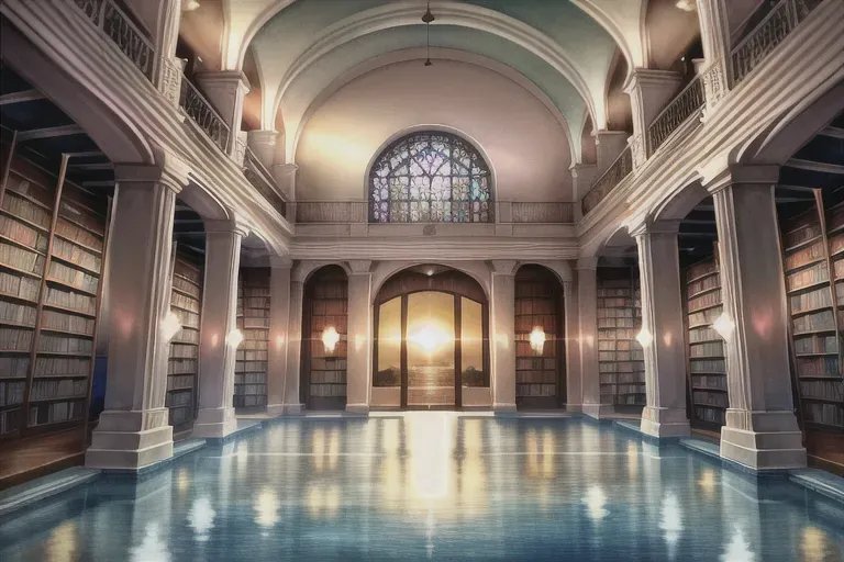 water color painting, 20 year old, a princess, insanely beautiful, transparent raincoat, holographic, library, sunset, indoor lights, sad, 8k, professional