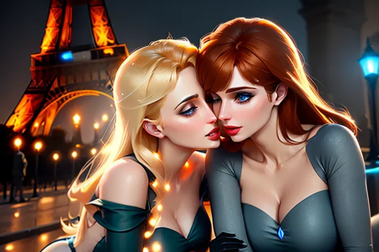 Two figures. Paris catacombs full of bones at night. Drunken Elsa leaning in, embracing and kissing hesitant Anna.
Main figure.
Figure 1:
innocent, elegant, sweet, Anna of Arendelle 33 years old, Nordic, dressed casual in a dark green summer outfit, large natural round blue eyes, long auburn hair, sweet face, warm smile, soft curved eyebrows, smaller modest breasts.
figure 2: slightly taller, platinum blond.
five fingers per hand, ultra realistic, unreal engine, reduced saturation, adult