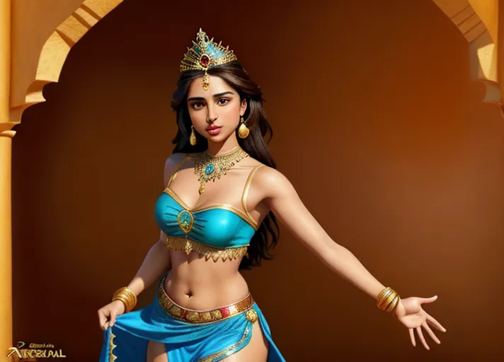 tan skinned black haired Arabic Princess Jasmine of Agrabah portrayed by Naomi Scott teaches her friend the beautiful Nordic bright fiery reddish auburn haired blue eyed Queen Anna of Arendelle portrayed by Elizabeth Lail how to belly dance. photorealistic. <lora:dpmg_snake_coiling:1>