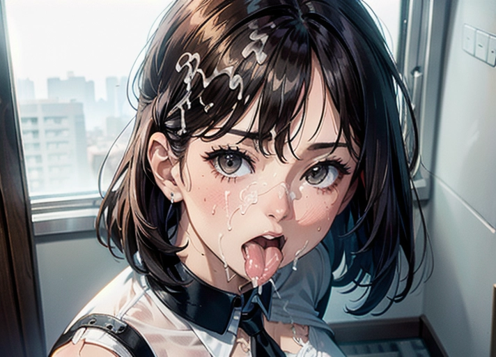 establishing shot, loose white blouse and black mini skirt work attire, skinny, 25yo, eurasian woman, (hyper-realistic face:1.3), 32k uhd --ar 9:16 --stylize 750 --v 6, realistic,((((solo)))), nudity, short straight red hair, (small breasts:1), breasts focus, wet skin, lips, perfect-hard-nipples, solo_focus, eye-contact, lifted white blouse, exposed breasts, uncensored, ((torn white blouse)),
background bed room, sweaty, (((exhausted))),uncensored,
<lora:dpmg_add_detail:0.5>, (best quality),
beautiful, (((masterpiece))),(high resolution), (uhd), (8k),
pov from above, forced to swallow cum,(((a lot of cum on face))), bukkake, <lora:bukkake:1>, she is a slave against her will, (((open mouth with long awaiting tongue))),