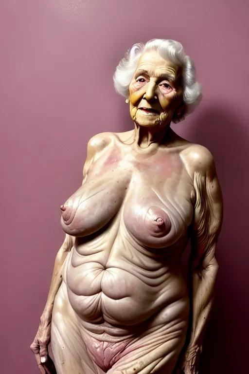 (great grandmother),(85 year old),(wrinkled skin),(naked),paint house