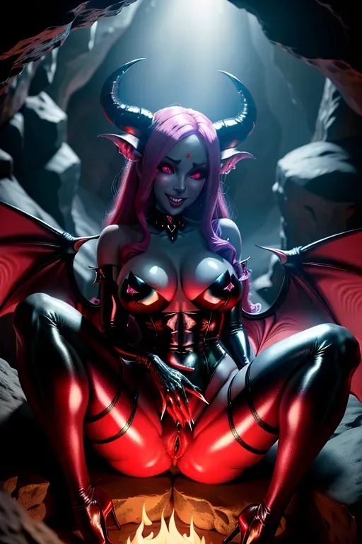 a cute succubus, demoness, tail, horns, wings, excessive cum, ahegao, professional, 8k, natural lighting, cave, pov doggystyle, you are fucking a succubus in a cave