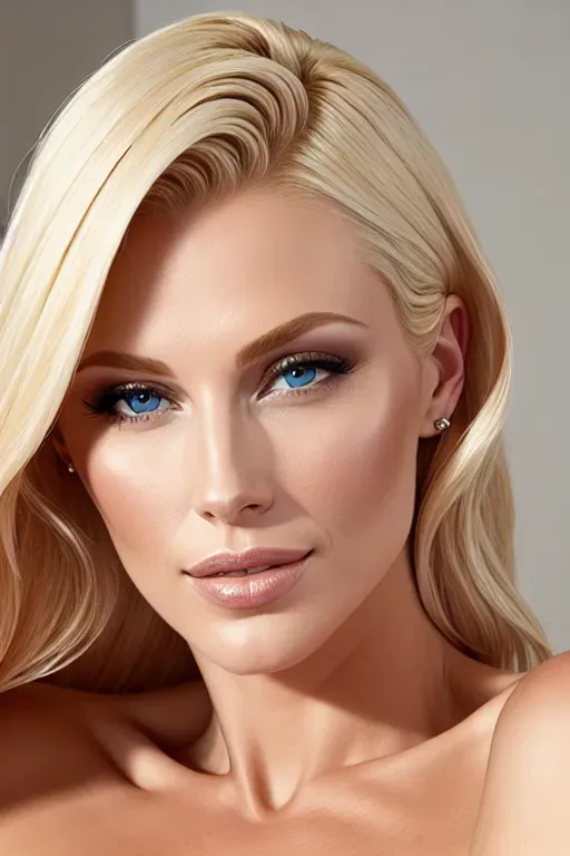 completly nude, blond hair