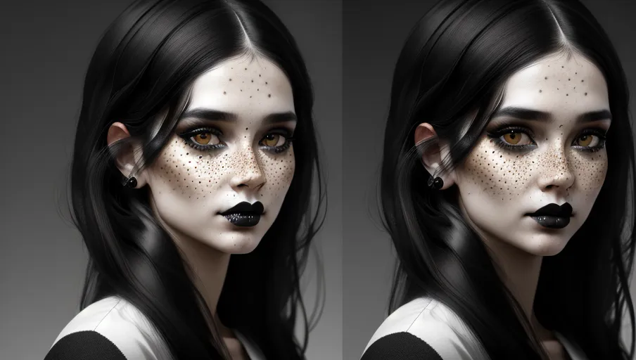 Woman and Animal,
photorealistic, 8k, accurate face, (((detailed face))), (((replicate inspiration face))), freckles, black lipstick, black hair,