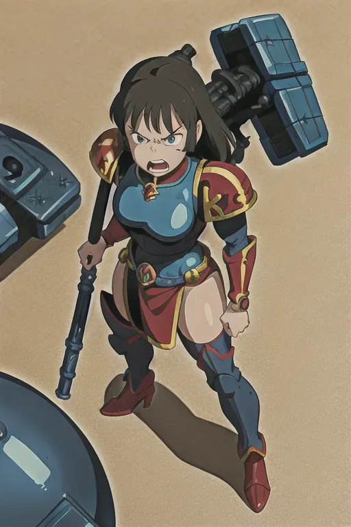 ghibli style, warhammer 40k, sister of battle, muscular, 1girl, angry, solo, ((masterpiece)) <lora:dpmg_ghibli_style:0.92>