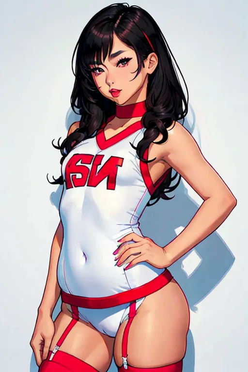 A very cute cheerleader, asian, Chinese, hot, sexy, half naked, medium dark hair, thick eybrows, happy eyes, small nose, soft cheeks, full lips, narrow chin, cute pink and white, short revealing football cheerleader onesie, mini skirt, garter belt, thin figure, small breasts, thin curvy waist, thicc ass, full thighs, aroused pussy, aroused clit, throbbing anus, standing staring at me provocatively, showing me her ass, sweet, submissive, begging me to fuck her, high definition, 4k quality, excellent lighting, great shading, pristine detail, very clear picture, beautiful vibrant colors, accurate at lower promp guidence, ultra realistic, five fingers per hand.