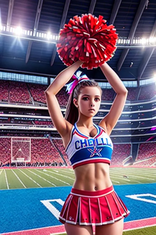 Dopamine Girl a 8K photo of a a cheerleading team, three girls