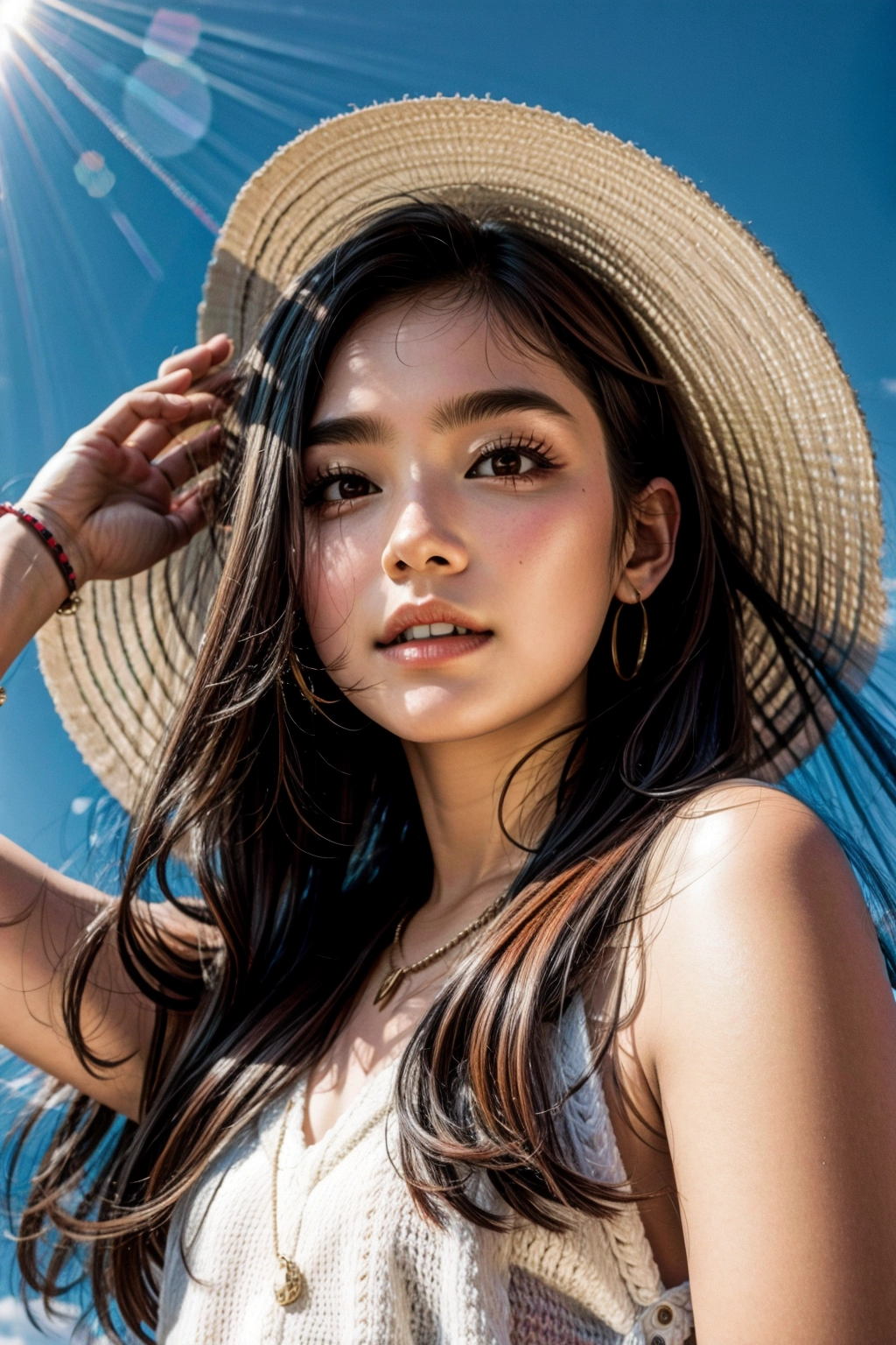 (lolita portrait:1.5), sexy, slim waist, thin, flat chest, small height, young, gorgeous face,
<lora:plVOer6ObyM_epiCRealismHelper:1>, <lora:dpmg_add_detail:1>,
Ultra detailed beautifull face features, Ultra detailed skin features, Ultra detailed pouting full lips, Ultra detailed eyes features, Ultra detailed iris features, Ultra detailed crotch features, Ultra detailed breasts features, (realistic hair texture:1), (pores), cute Vellus hair, (peach fuzz:1), perfect hands, five fingers per hand, perfect teeth,
Wide-angle lens, Sliver movie, natural lighting, shot on Agfa Vista 200 --ar 9:16 --v 5