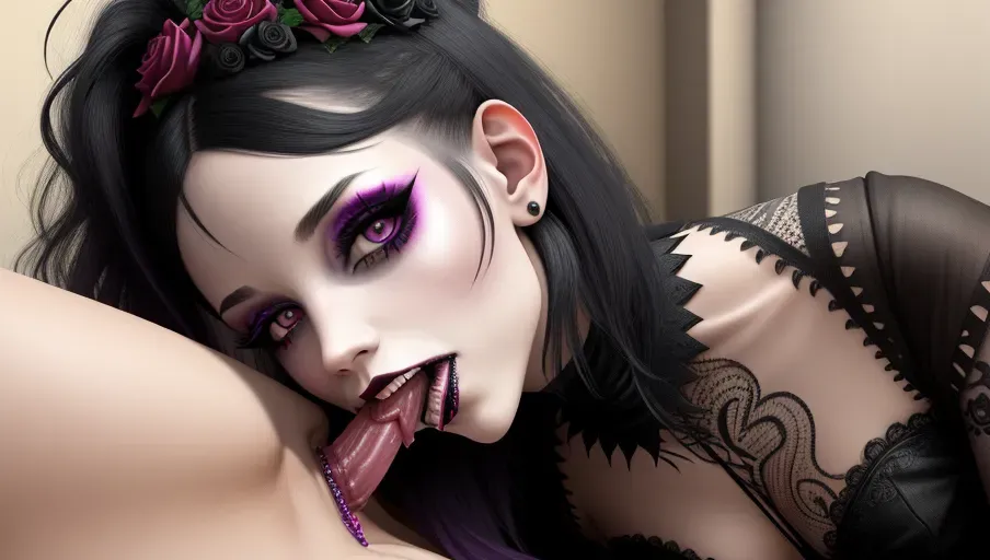 goth, women, lesbians, licking vagina