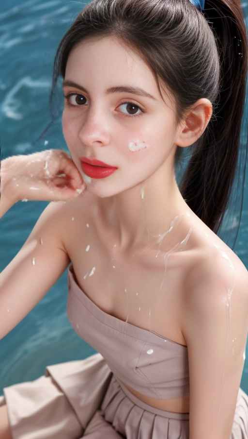 8k, raw photo, masterpiece, glasses,
Black long ponytail hair, 24 years old, at a birthday party, having fun, laughing smiling, fully nude,((black miniskirt)), (running makeup:1),
Ultra detailed beautifull face features, Ultra detailed pouting full lips, Ultra detailed eyes features, Ultra detailed iris features, Ultra detailed breasts features, (realistic hair texture), (pores), perfect hands, five fingers per hand, perfect teeth, ((perfect naked boobs:1)), pale skin, ((pouty lips)), ((tight waist)), ((((skinny body)))), ((makeup)), (((blush))),
(((kneeling seiza:1))), ((( looking up to the viewer))), ((((show her from above)))),
<lora:plVOer6ObyM_epiCRealismHelper:1>, <lora:dpmg_add_detail:1>, ((close up face)),
Wide-angle lens, Sliver movie, natural lighting, shot on Agfa Vista 200 --ar 9:16 --v 5, ((lots of cum on her face:1.4))